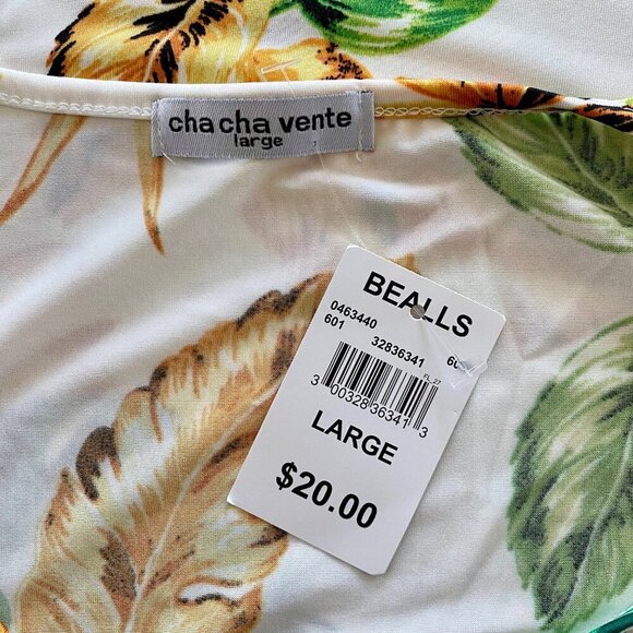 Cha Cha Vente Women's Tropical Leaf Print Cold Shoulder Top Large NEW NWT - Picture 8 of 10